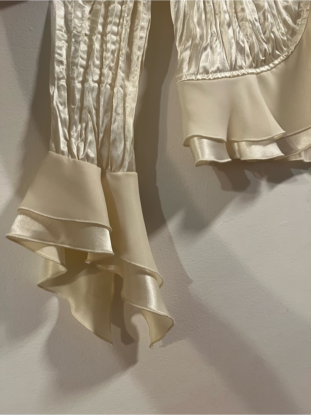 Joseph Ribkoff Cream Ruffled Satin Blouse - Picture 3 of 4